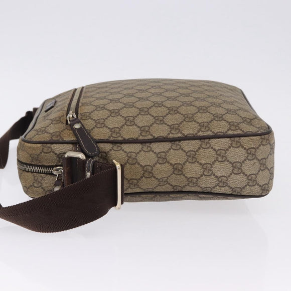 GUCCI GG Supreme Shoulder Bag PVC Beige Gold 201448 Auth bs36493