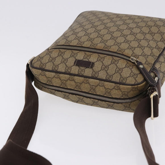 GUCCI GG Supreme Shoulder Bag PVC Beige Gold 201448 Auth bs36493