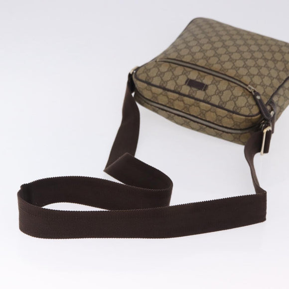 GUCCI GG Supreme Shoulder Bag PVC Beige Gold 201448 Auth bs36493