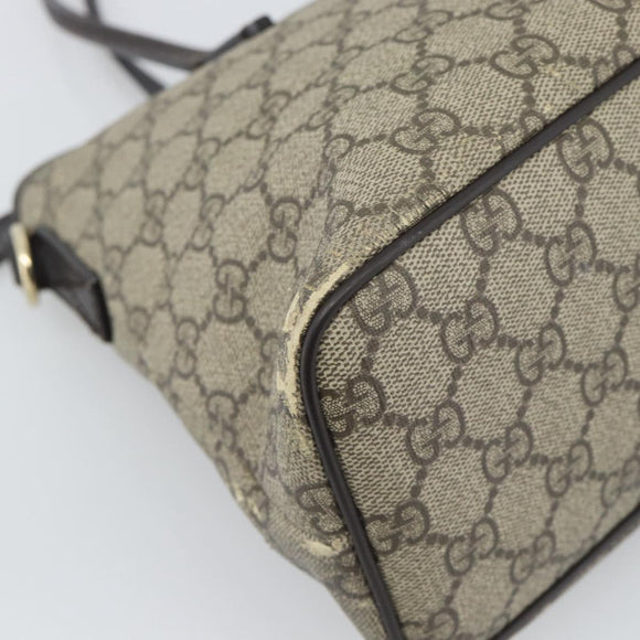 GUCCI GG Supreme Hand Bag PVC 2way Beige Gold 353440 Auth bs36494