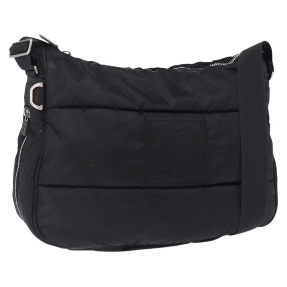 CHANEL Sports Line Shoulder Bag Nylon Black Silver CC Auth bs36495