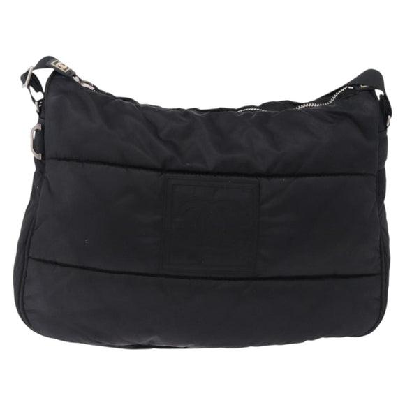 CHANEL Sports Line Shoulder Bag Nylon Black Silver CC Auth bs36495