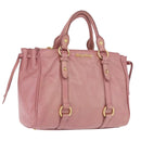 Miu Miu Hand Bag Leather Pink Gold Auth bs36498A-1