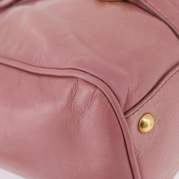 Miu Miu Hand Bag Leather Pink Gold Auth bs36498A
