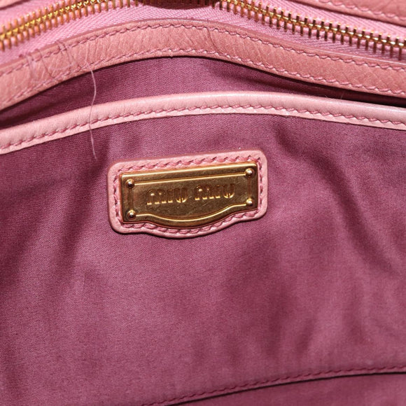 Miu Miu Hand Bag Leather Pink Gold Auth bs36498A