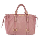 Miu Miu Hand Bag Leather Pink Gold Auth bs36498A-2
