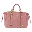 Miu Miu Hand Bag Leather Pink Gold Auth bs36498A-3