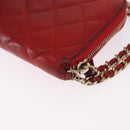 CHANEL Matelasse Camelia Long Wallet Lamb Skin Red Gold CC Auth bs36502-16
