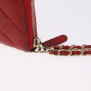 CHANEL Matelasse Camelia Long Wallet Lamb Skin Red Gold CC Auth bs36502-8