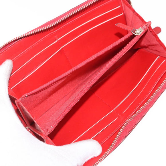 CHANEL Matelasse Camelia Long Wallet Lamb Skin Red Gold CC Auth bs36502