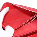 CHANEL Matelasse Camelia Long Wallet Lamb Skin Red Gold CC Auth bs36502-18