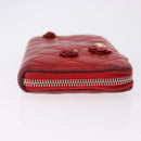 CHANEL Matelasse Camelia Long Wallet Lamb Skin Red Gold CC Auth bs36502-3