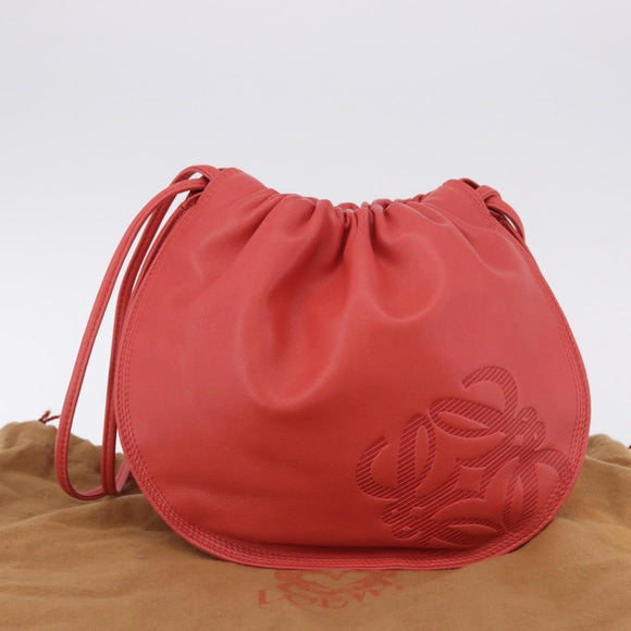 LOEWE Anagram Shoulder Bag Leather Pink Gold Auth bs36503A