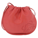 LOEWE Anagram Shoulder Bag Leather Pink Gold Auth bs36503A-13