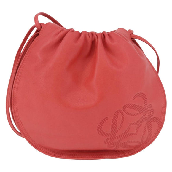 LOEWE Anagram Shoulder Bag Leather Pink Gold Auth bs36503A