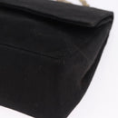 CHANEL Matelasse Chain Shoulder Bag Cotton Black Gold CC Auth bs36504-11