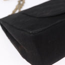 CHANEL Matelasse Chain Shoulder Bag Cotton Black Gold CC Auth bs36504-12