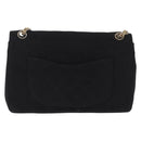 CHANEL Matelasse Chain Shoulder Bag Cotton Black Gold CC Auth bs36504-3
