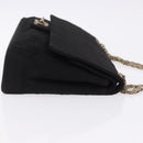 CHANEL Matelasse Chain Shoulder Bag Cotton Black Gold CC Auth bs36504-4
