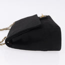 CHANEL Matelasse Chain Shoulder Bag Cotton Black Gold CC Auth bs36504-5