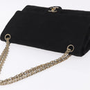CHANEL Matelasse Chain Shoulder Bag Cotton Black Gold CC Auth bs36504-6