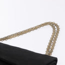 CHANEL Matelasse Chain Shoulder Bag Cotton Black Gold CC Auth bs36504-8