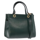 CELINE Hand Bag Leather 2way Green Gold Auth bs36506-1