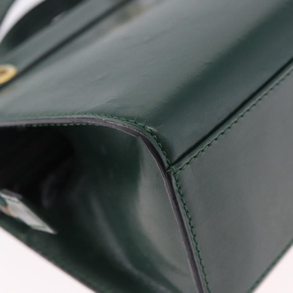 CELINE Hand Bag Leather 2way Green Gold Auth bs36506