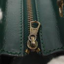 CELINE Hand Bag Leather 2way Green Gold Auth bs36506-19