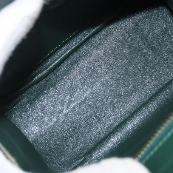 CELINE Hand Bag Leather 2way Green Gold Auth bs36506