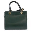 CELINE Hand Bag Leather 2way Green Gold Auth bs36506-13