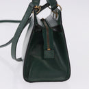 CELINE Hand Bag Leather 2way Green Gold Auth bs36506-3