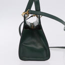 CELINE Hand Bag Leather 2way Green Gold Auth bs36506-4