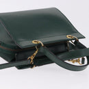 CELINE Hand Bag Leather 2way Green Gold Auth bs36506-6