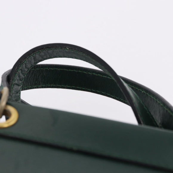 CELINE Hand Bag Leather 2way Green Gold Auth bs36506