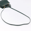 CELINE Hand Bag Leather 2way Green Gold Auth bs36506-8