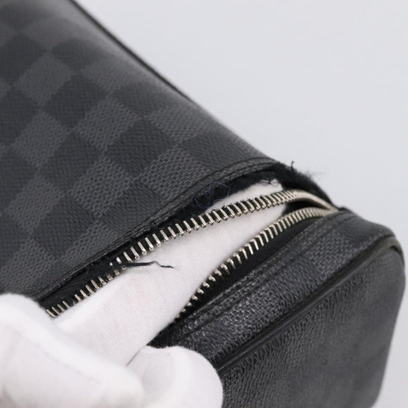 LOUIS VUITTON Damier Grafitte C Cracking Pouch Clutch Bag N47625 LV Auth bs36509