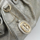 GUCCI GG Canvas Guccissima Bag Leather 2way Silver Gold 223974 Auth bs36514-17