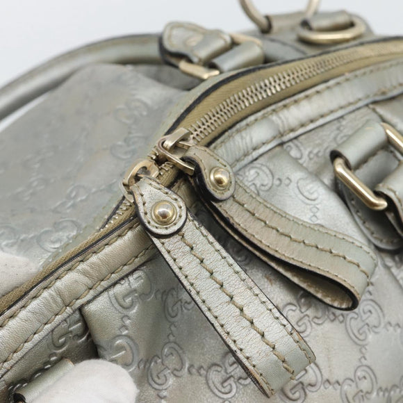 GUCCI GG Canvas Guccissima Bag Leather 2way Silver Gold 223974 Auth bs36514