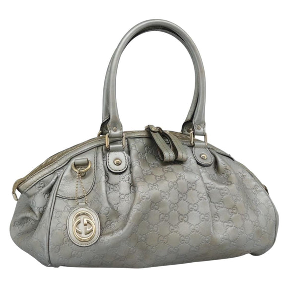GUCCI GG Canvas Guccissima Bag Leather 2way Silver Gold 223974 Auth bs36514