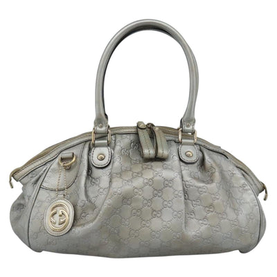 GUCCI GG Canvas Guccissima Bag Leather 2way Silver Gold 223974 Auth bs36514 - 0