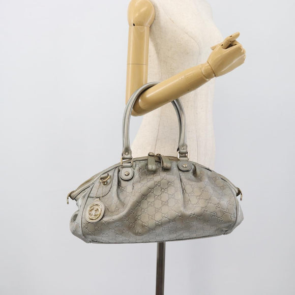 GUCCI GG Canvas Guccissima Bag Leather 2way Silver Gold 223974 Auth bs36514