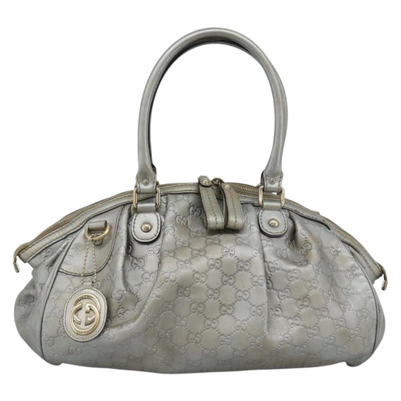 GUCCI GG Canvas Guccissima Bag Leather 2way Silver Gold 223974 Auth bs36514