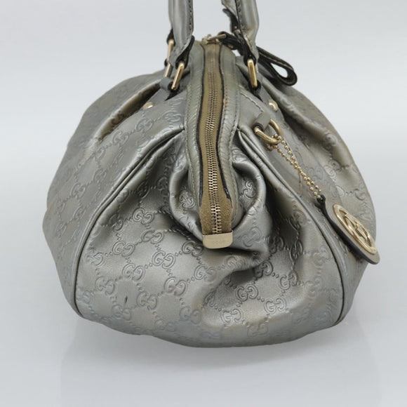 GUCCI GG Canvas Guccissima Bag Leather 2way Silver Gold 223974 Auth bs36514