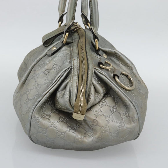 GUCCI GG Canvas Guccissima Bag Leather 2way Silver Gold 223974 Auth bs36514