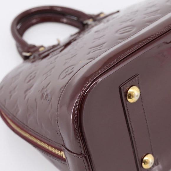 LOUIS VUITTON Monogram Vernis Alma PM Hand Bag Rouge Favist M91691 Auth bs36520