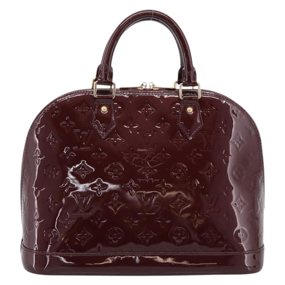 LOUIS VUITTON Monogram Vernis Alma PM Hand Bag Rouge Favist M91691 Auth bs36520