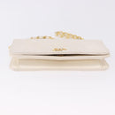 CHANEL Matelasse Chain Shoulder Bag Lamb Skin White Gold CC Auth bs36522-6