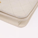 CHANEL Matelasse Chain Shoulder Bag Lamb Skin White Gold CC Auth bs36522-16