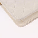 CHANEL Matelasse Chain Shoulder Bag Lamb Skin White Gold CC Auth bs36522-17